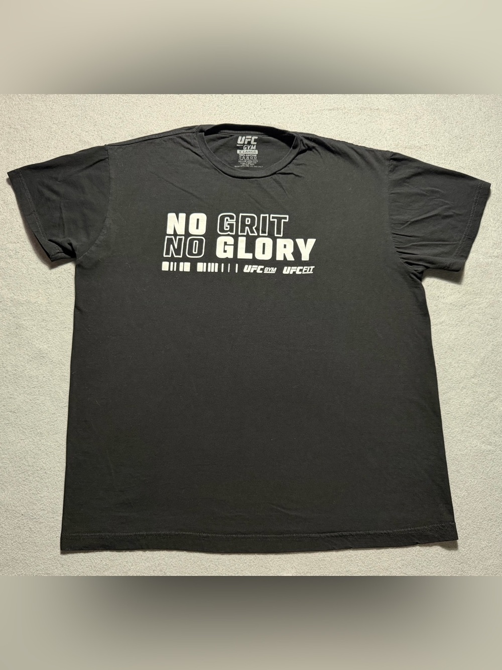 UFC Gym No Grit No Glory T Shirt Men XL Black UFC Fit MMA Workout Graphic